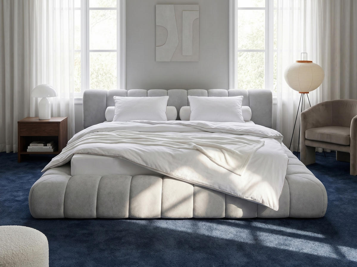 POLSTERBETT Adore Hellgrau 160/200 cm Samt mit Bettkasten - Hellgrau, Textil/Metall (160/200cm) - wonello