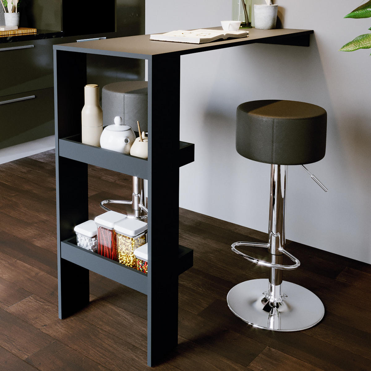 BARHOCKER 2ER SET Schwarz 33 x 92 cm 2 Teilig - Schwarz, Metall (33/92/33cm) - Vicco