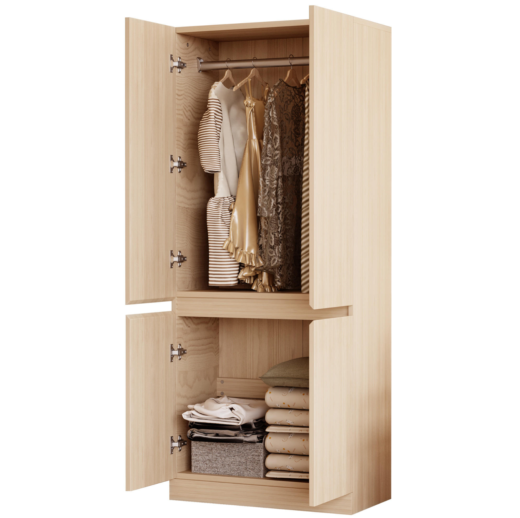 KLEIDERSCHRANK 70/40/170 cm holzfarben aus Holz mit Doppeltüren - Naturfarben, Holz (70/170/40cm) - OKWISH