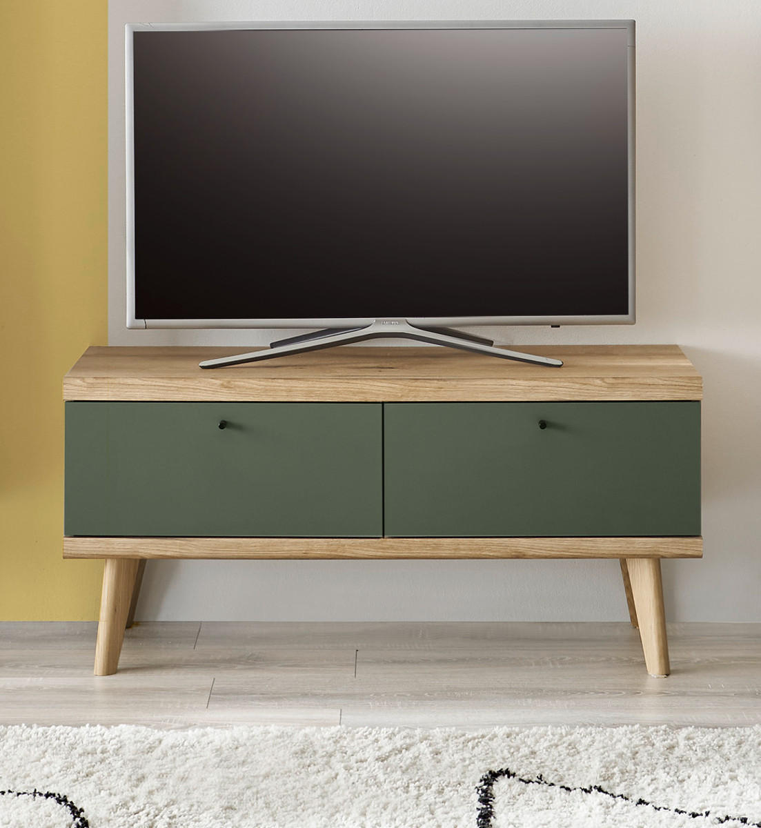 TV-LOWBOARD Salbei, Eiche Evoke, skandinavisch 107 cm, TV Unterschrank mit Stauraum - Dunkelgrün/Eichefarben, Holz/Holzwerkstoff (107/50/40cm) - Furn.Design