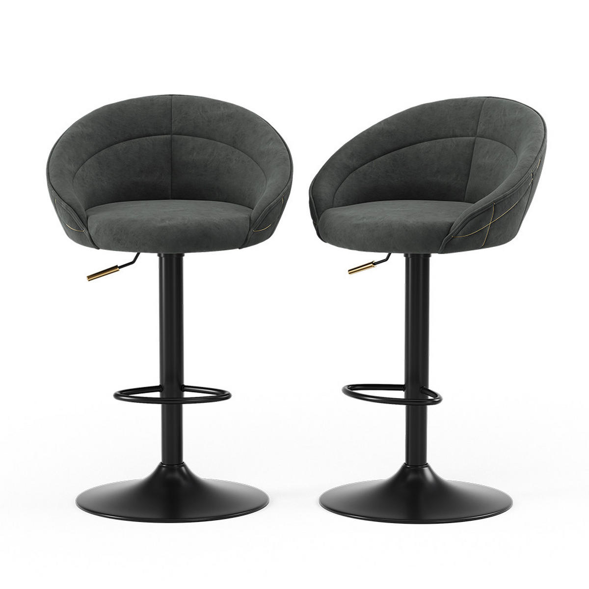 BARHOCKER Goldamo Anthrazit 58.5 x 84.5 cm 2er-Set - Anthrazit, Textil (58.5/84.5/105cm) - Vicco