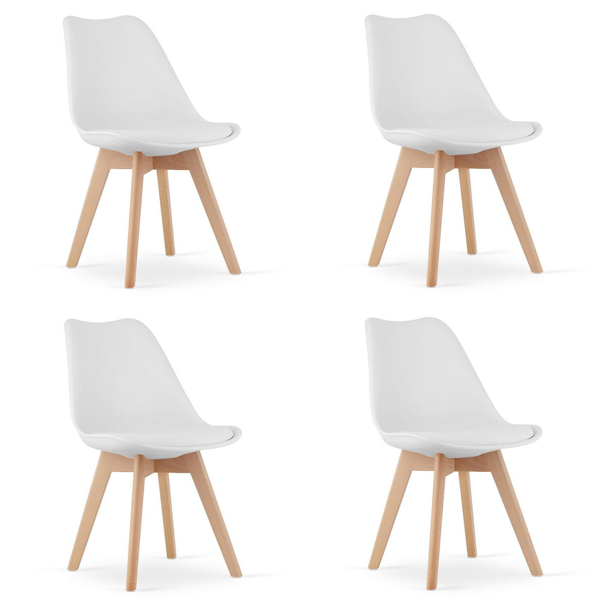 ESSZIMMERSTUHL 4-er Set RIKX Weißer Sitz, weiße Beine - Weiß, Kunststoff (49/82/43cm) - Valora