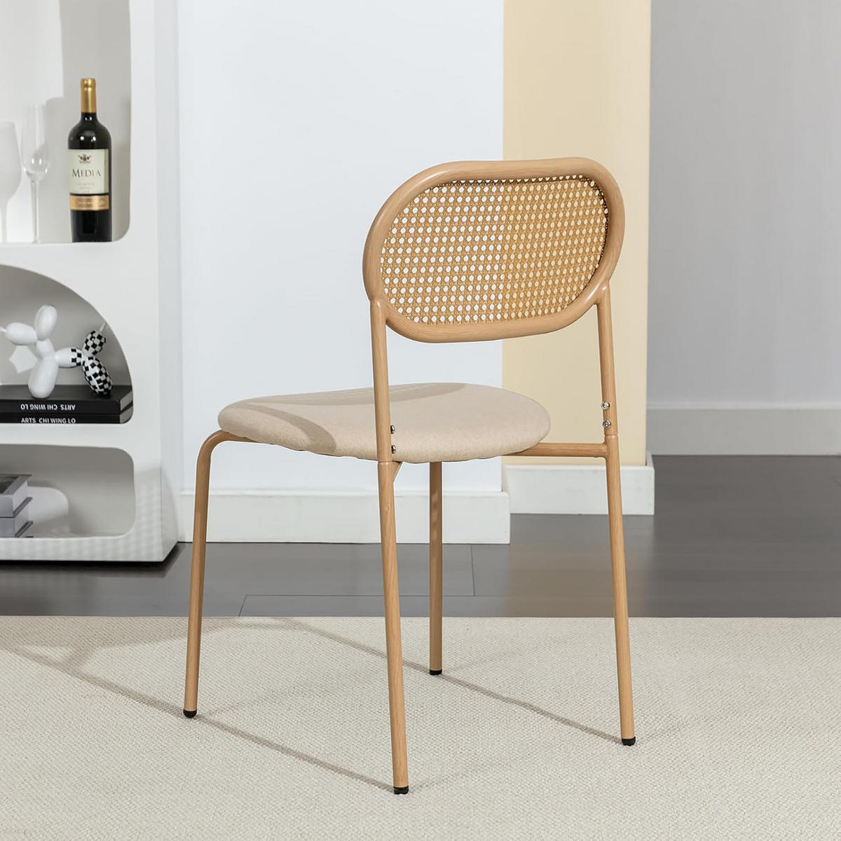 ESSZIMMERSTÜHLE 2er-Set, Rattan und Metallbeine, Holzfarbe - Beige, Holz (44.5/80.5/48cm)