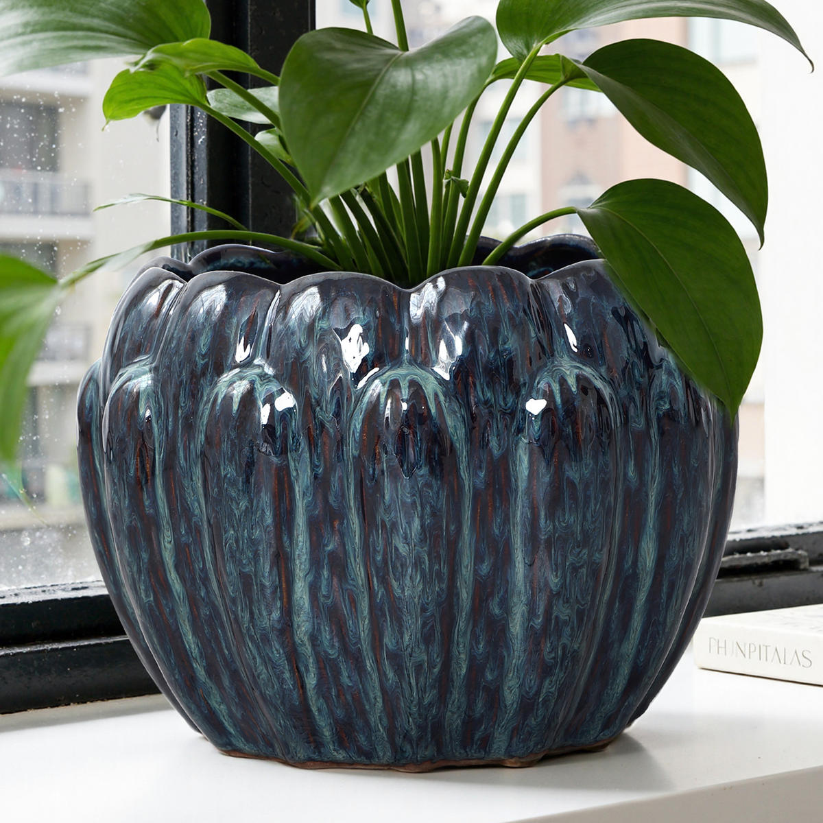 KERAMIK-BLUMENTOPF blau, Ø 24 × H 18 cm - Blau, Keramik (18.3cm) - Hometopia