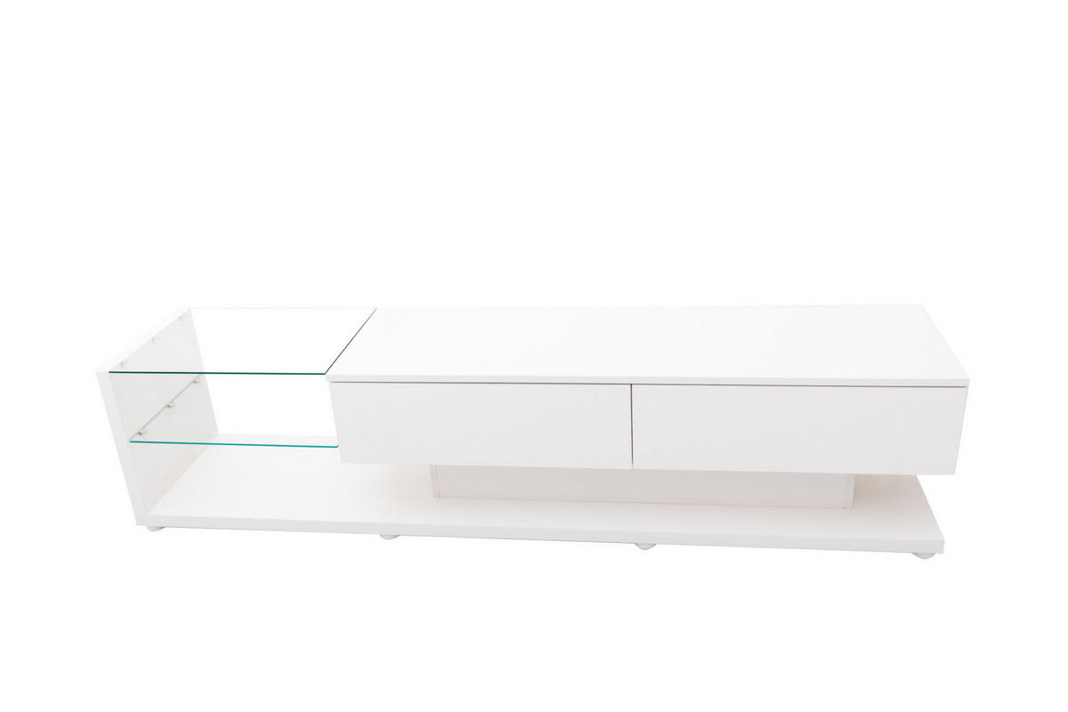 LOWBOARD 170/36/38 cm aus Spanplatte mit Hochglanzfront und variabler LED-Beleuchtung Weiß - Weiß, Holzwerkstoff (170/38/36cm) - Modenvie