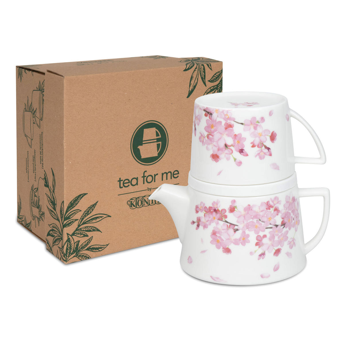 TEE-SET Tea for me - Kirschblüten - Naturfarben, Keramik (17.8/16.2/12.6cm) - Könitz