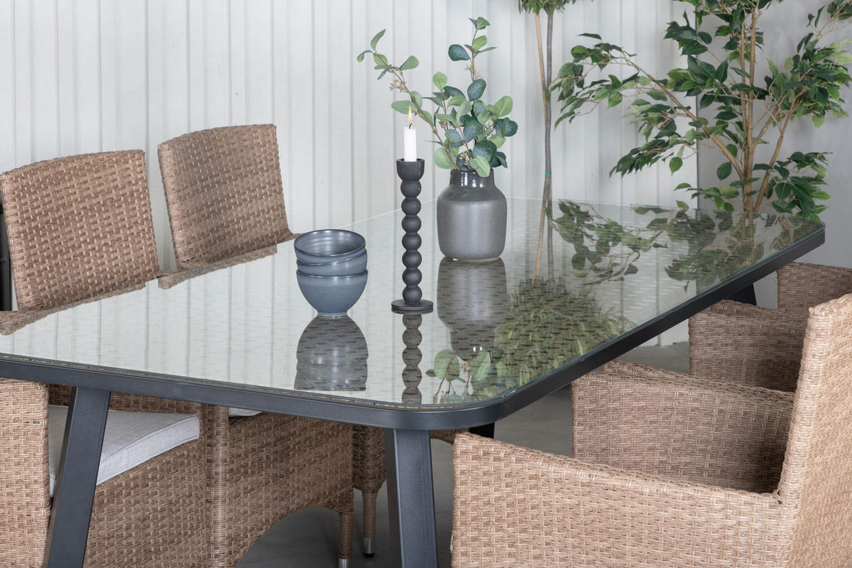 GARTENTISCH Schwarz - Schwarz, Holzwerkstoff (200/100/74cm) - ebuy24
