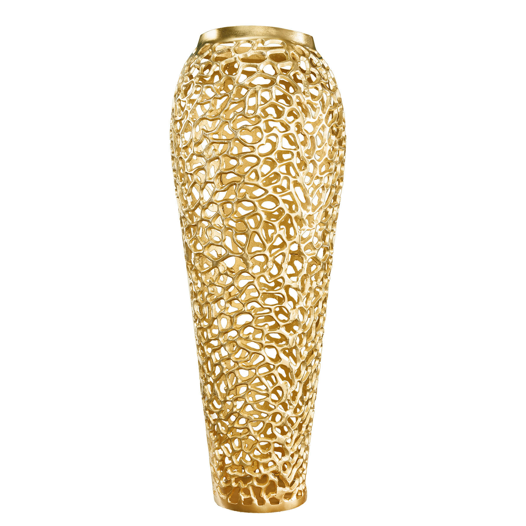 VASE ABSTRACT LEAF Metall Gold 34 cm - Goldfarben, Metall (92cm) - riess-ambiente