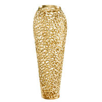 VASE ABSTRACT LEAF Metall Gold 34 cm - Goldfarben, Metall (92cm) - riess-ambiente