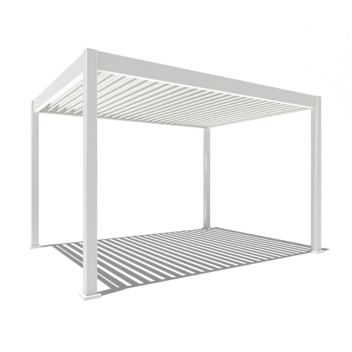 PERGOLA Deluxe Elektrisch Pavillon Terrassenüberdachung Aluminium LED 3 x 4 m - Weiß, Metall (300/255/400cm) - WEIDE