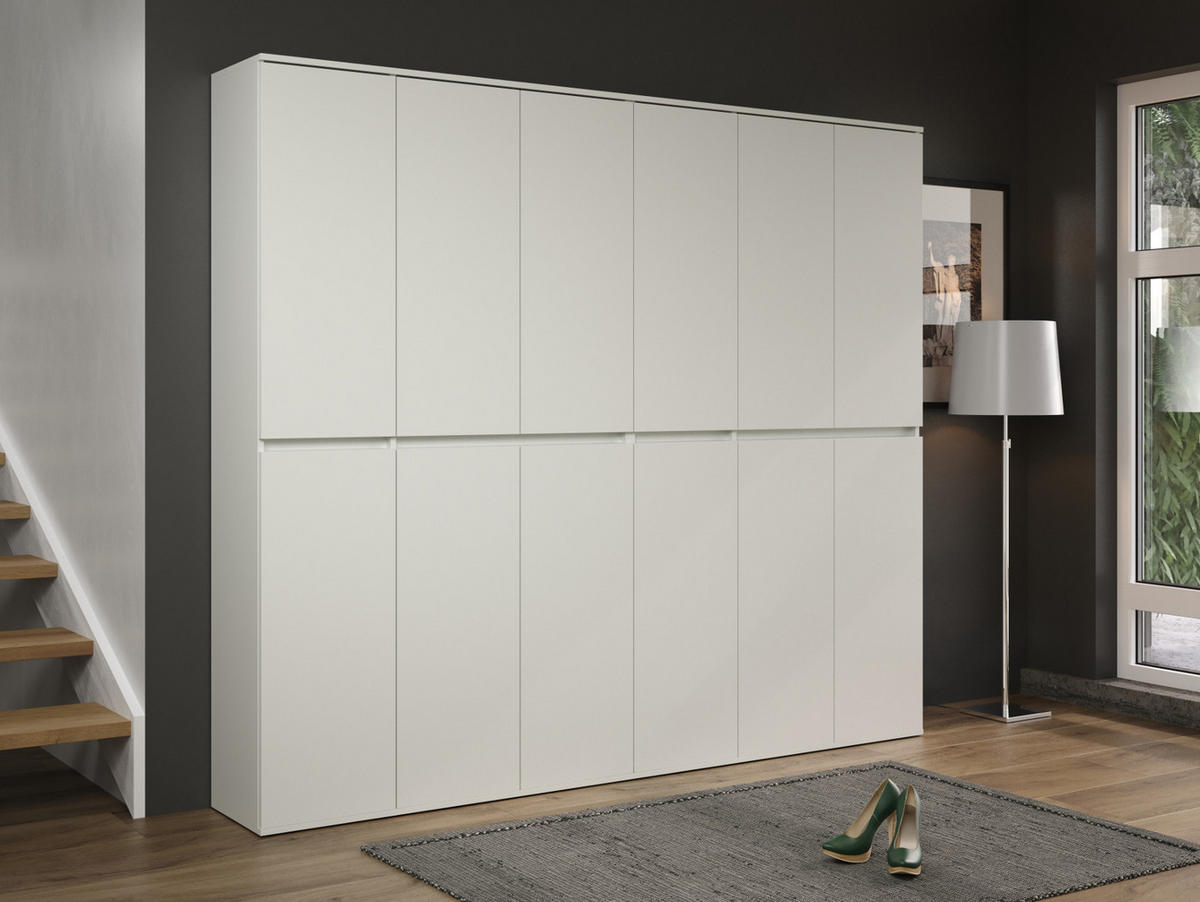 GARDEROBENSCHRANK weiß 222 x 191 cm, Schuhschrank 12-türig - Schwarz/Weiß, Holzwerkstoff/Kunststoff (222/191/34cm) - Top.Furn