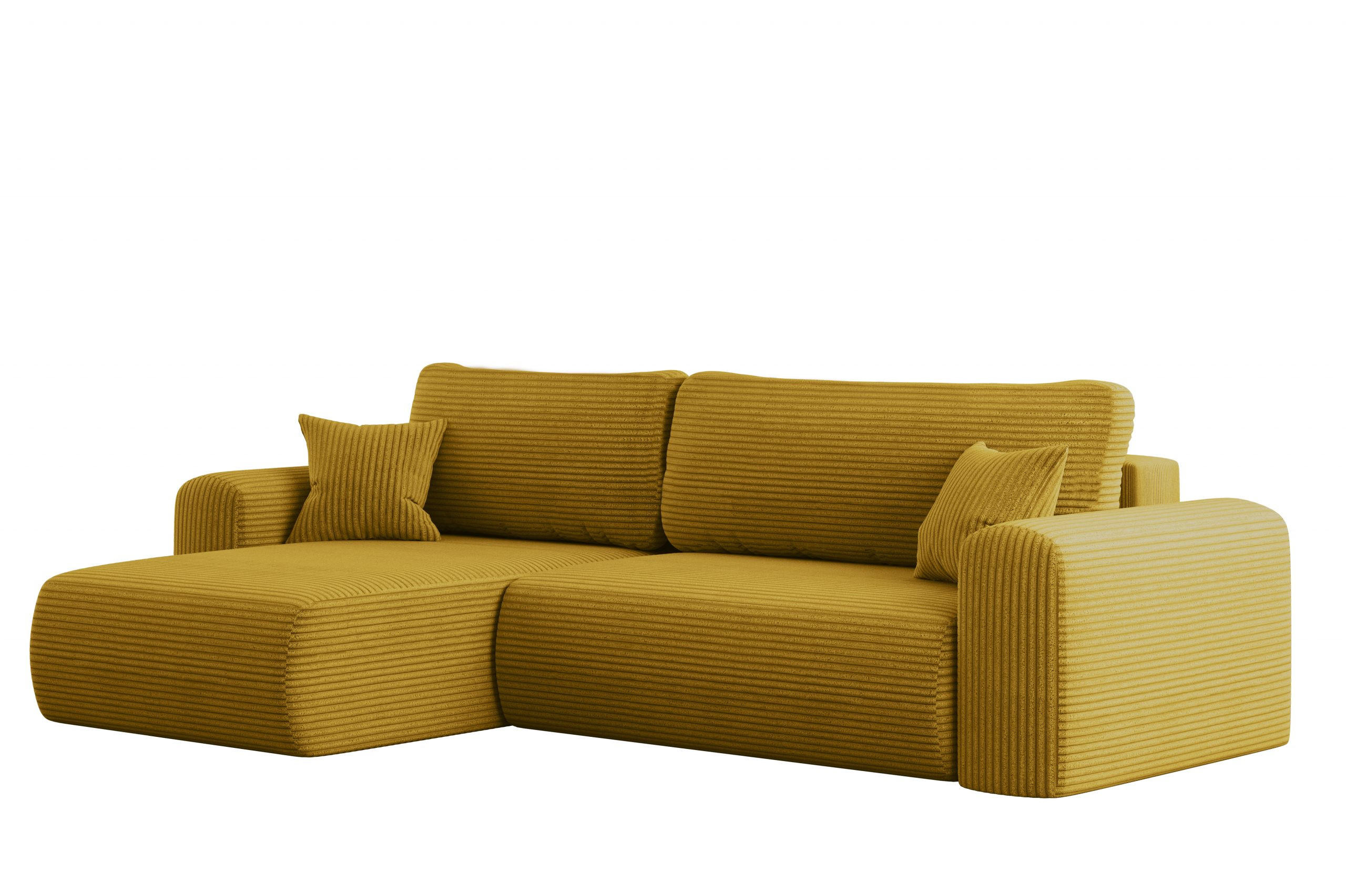 ECKSOFA Mit Schlaffunktion und Stauraum für Bettzeug Capri Stoff Poso Gelb Links - Gelb, Holz/Textil (145/272cm) - Kaiser Möbel