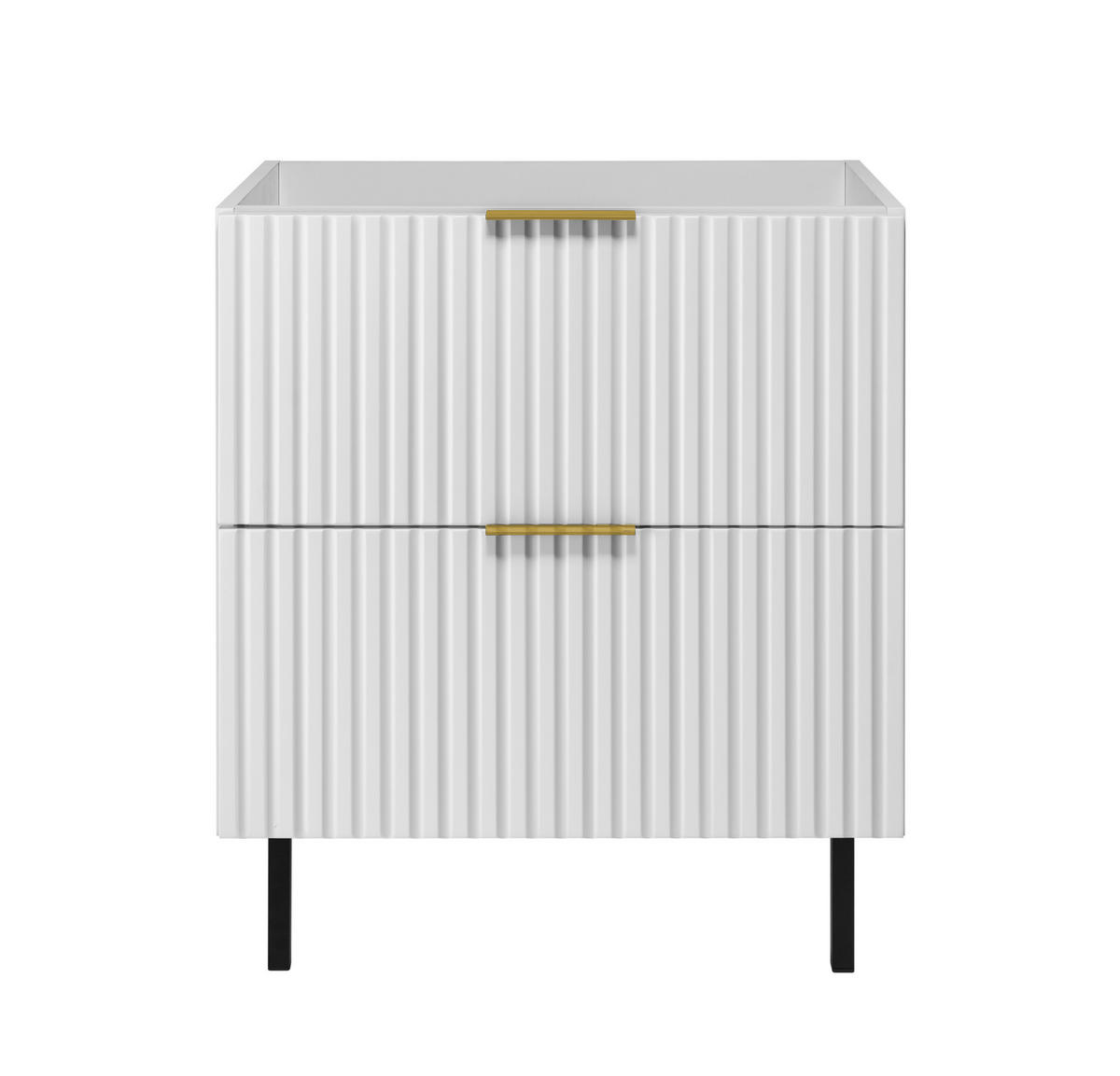 WASCHBECKUNTERSCHRANK, Weiß, 60 x 77 x 46 cm, goldener Griff, schwarze Beine, ohne Arbeitsplatte - Goldfarben/Weiß, Holzwerkstoff (60/77/46cm) - 3XE LIVING