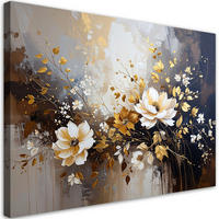 LEINWANDBILD, Weiße Blumen einer Pflanze auf beigem Hintergrund - Beige, Textil (100/70cm) - Feeby