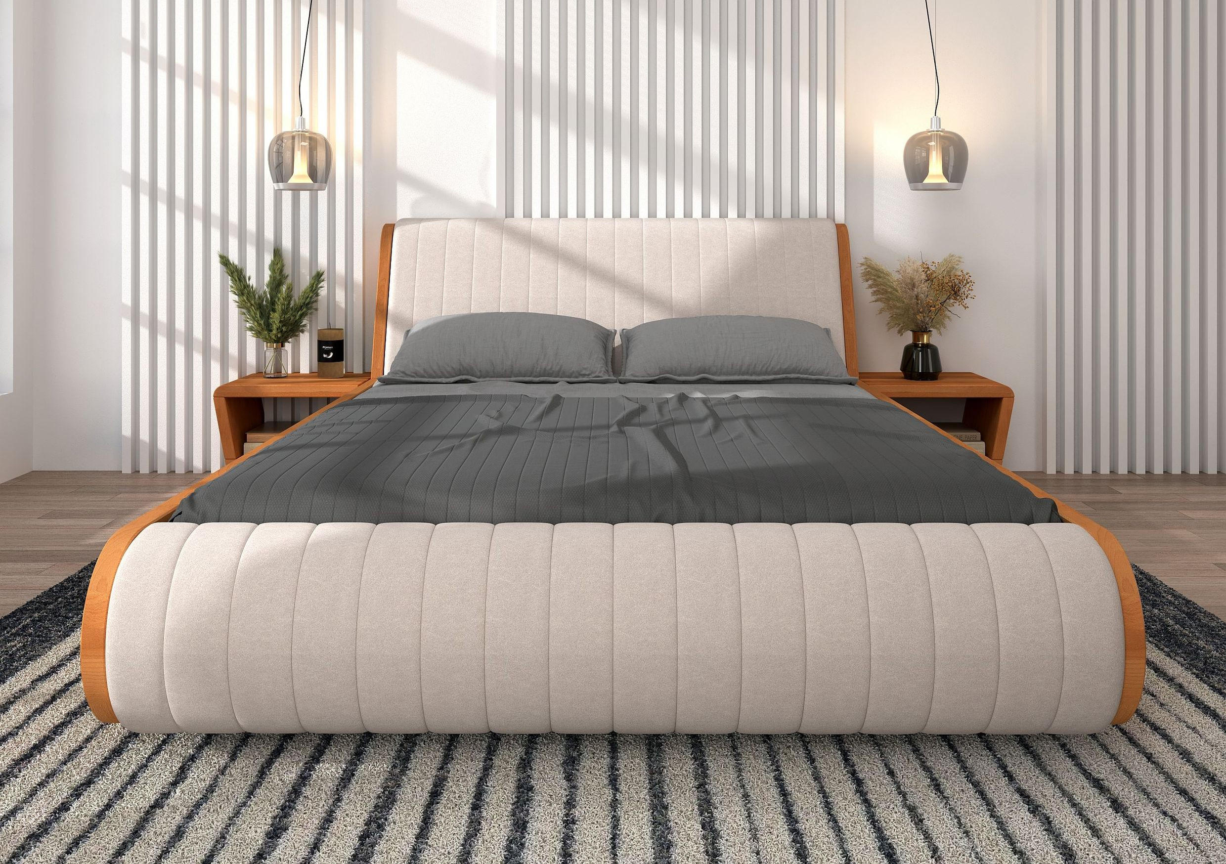 MASSIVHOLZBETT Harald 160/200, schwebende Optik, Naturfarben-Beige - Buchefarben, Holz/Buchenholz (160/200cm) - Visby