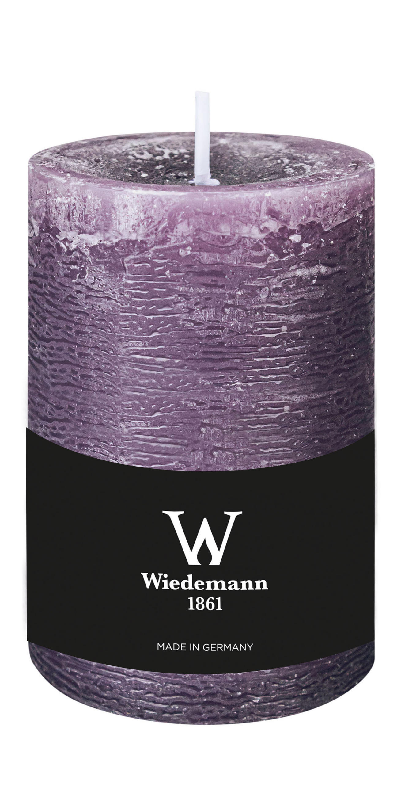 STUMPENKERZE Rustik Marble Style Mauve Lila 130 x Ø 78 mm, 1 Stück - Mauve, Paraffin (13cm) - Wiedemann Kerzen