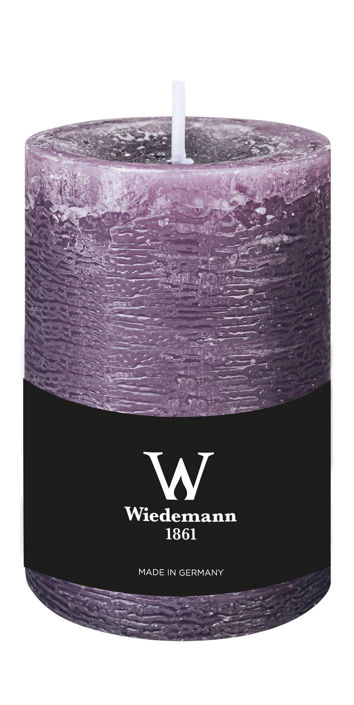 STUMPENKERZE Rustik Marble Style Mauve Lila 130 x Ø 78 mm, 1 Stück - Mauve, Paraffin (13cm) - Wiedemann Kerzen
