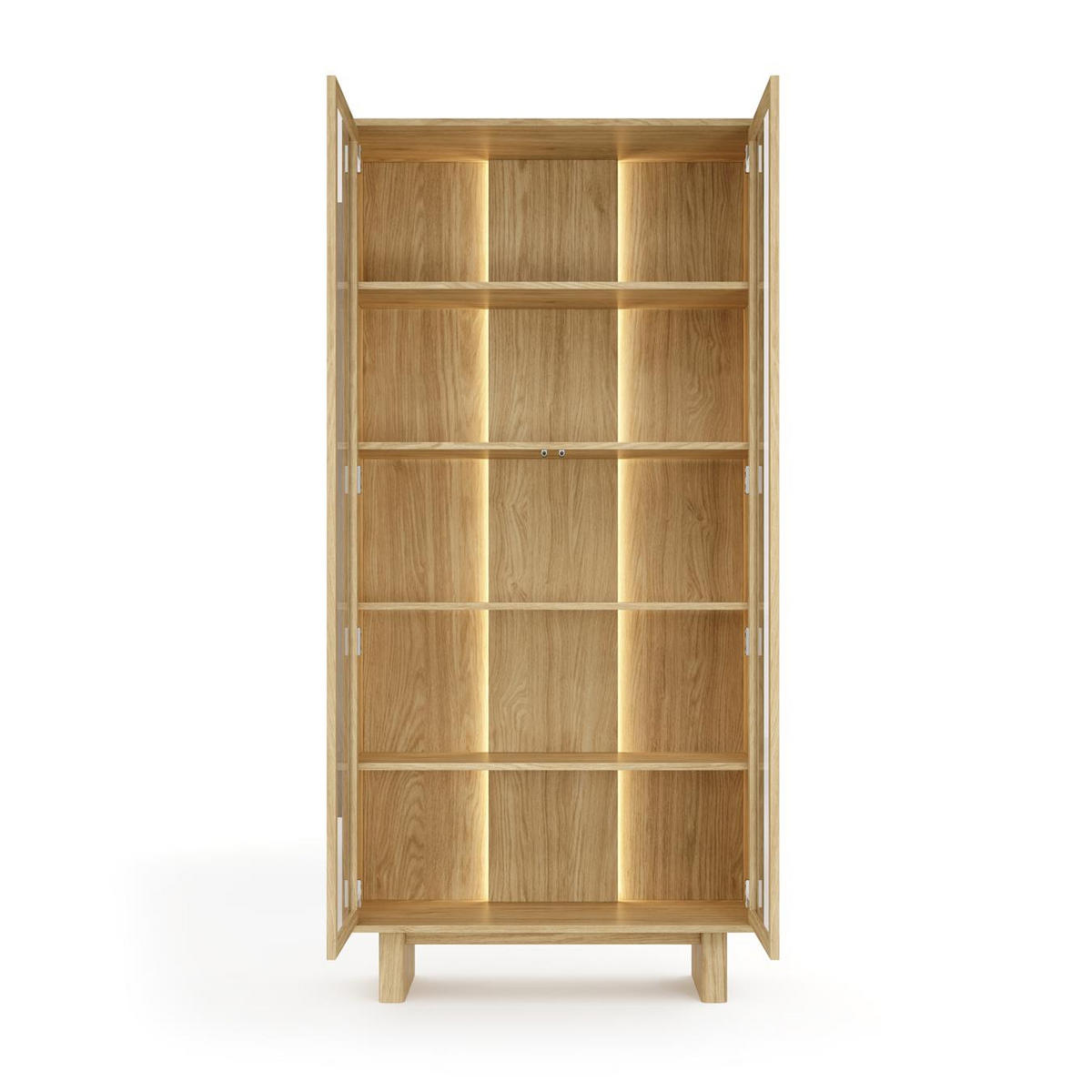 VITRINE Buna Eiche, zweitürige Vitrine - Eichefarben, Holzwerkstoff (94/195/38cm) - Bettso