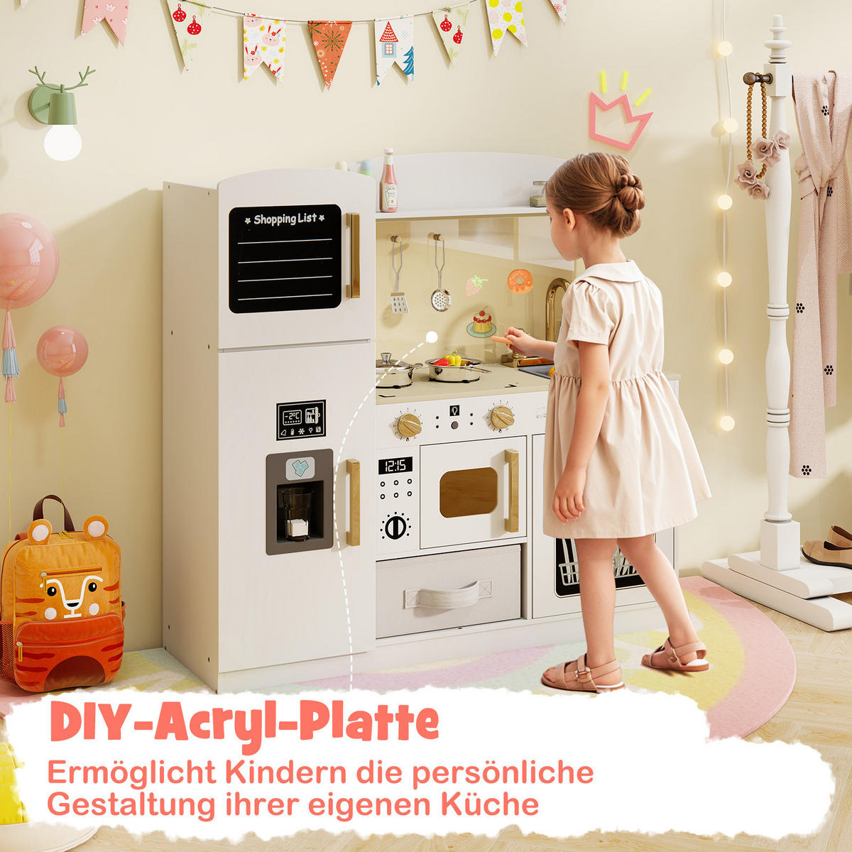 SPIELKÜCHE Weiß - Weiß, Holzwerkstoff (27/83/86cm) - COSTWAY