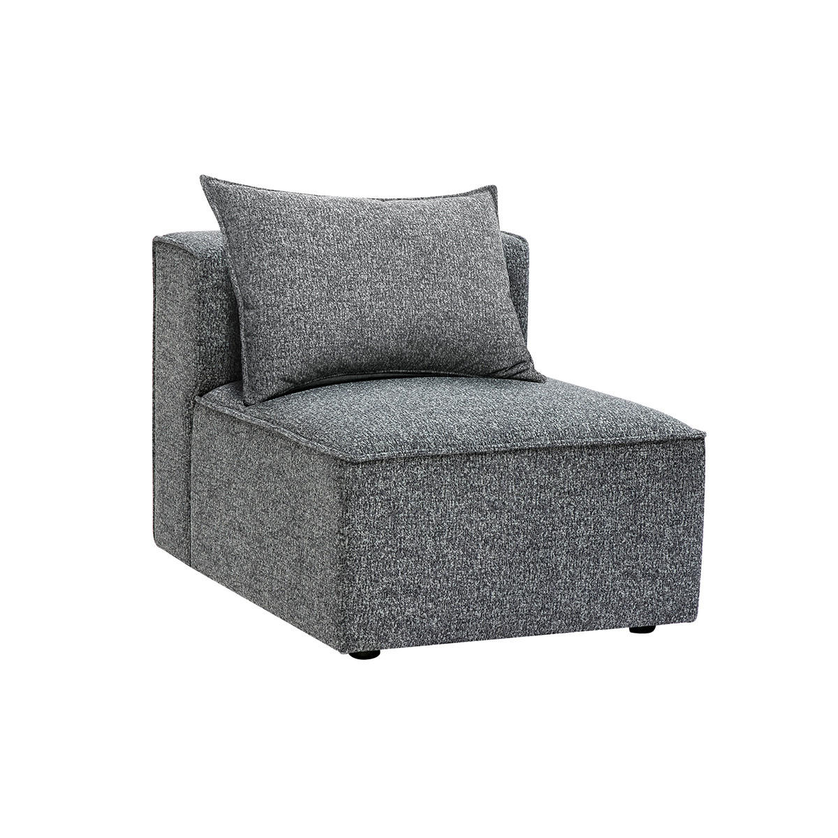 ECKMODUL Sofa Dunkelgrau Meliert Rechts KERRY - Dunkelgrau, Textil (89.5/64/70.5cm) - Miliboo