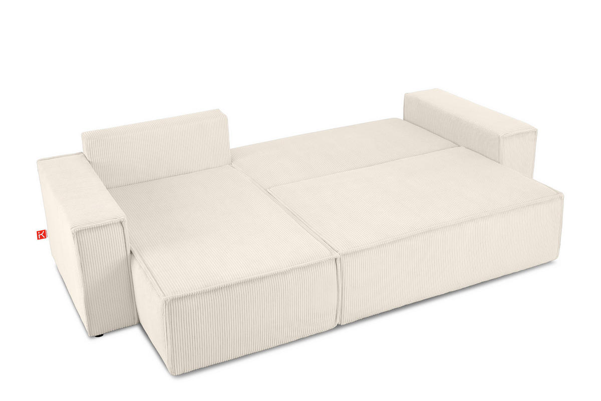 ECKSOFA-LINKS/RECHTS NAPI Schlaffunktion mit Cordbezug, beige - Ecru/Schwarz, Textil (262/148cm) - KONSIMO®