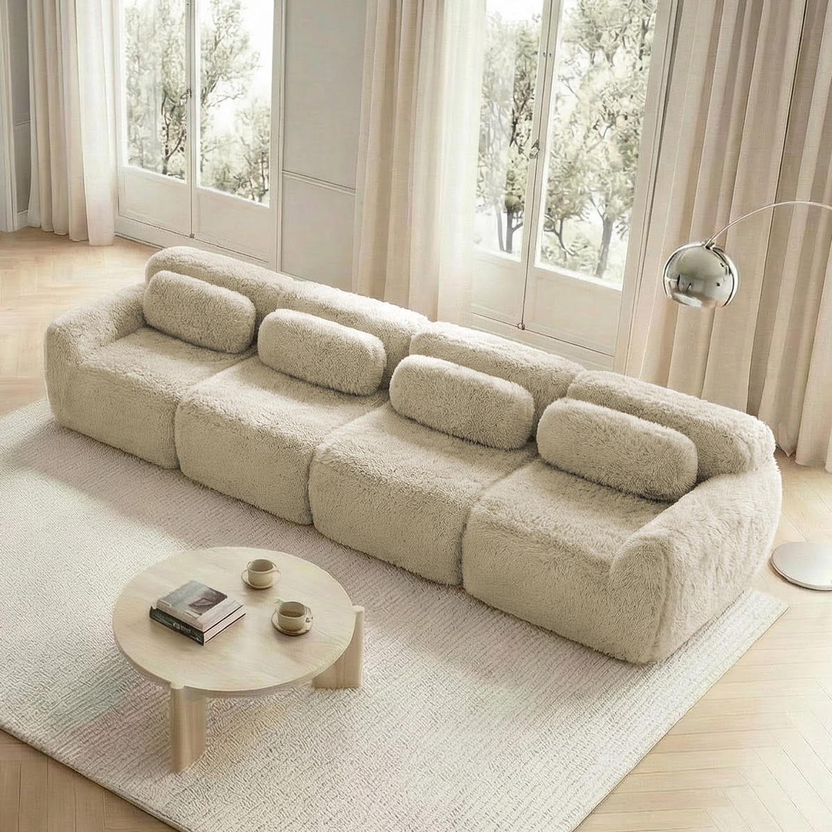 SOFA modular Plush Light Khaki - Beige, Kunststoff (104/73/378cm) - Meubliv