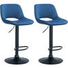 BARHOCKER 2er Set Samt blau - Blau/Schwarz, Textil/Metall (42/86/46cm) - CLP