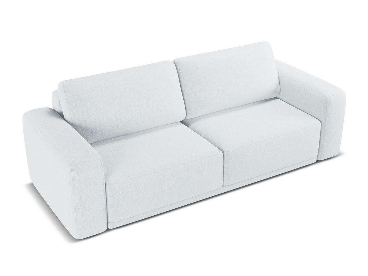3-SITZER SOFA mit Schlaffunktion Chenille Stoff Blau - Blau/Schwarz, Kunststoff/Textil (242/91/100cm) - Makamii