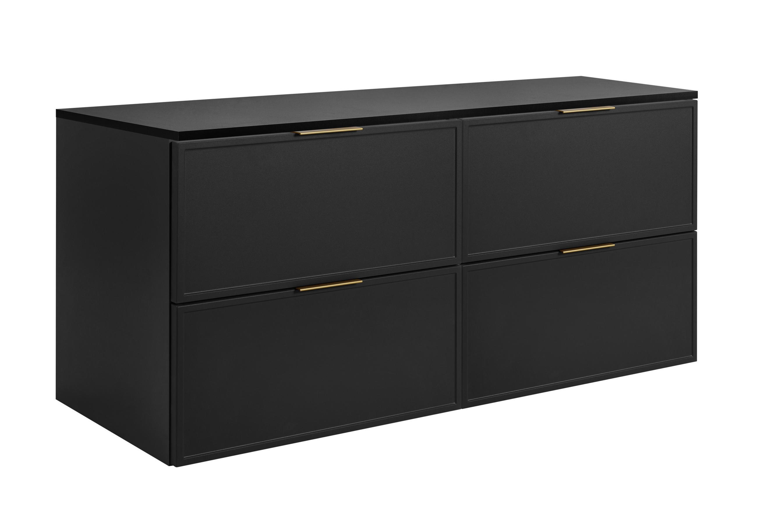 BADEZIMMERSCHRANK, Dunkelgrau, Goldene Griffe, 120 (2 x 60) x 46 x 57 cm - Goldfarben/Grau, Holzwerkstoff/Kunststoff (120/57/46cm) - 3XE LIVING