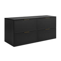 BADEZIMMERSCHRANK, Dunkelgrau, Goldene Griffe, 120 (2 x 60) x 46 x 57 cm - Goldfarben/Grau, Holzwerkstoff/Kunststoff (120/57/46cm) - 3XE LIVING