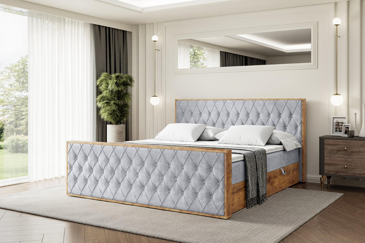 BOXBETT mit Matratze H3 und Lattenrost - LOLLI5-Z - 200x200 - Grau Monolith - Grau, Holzwerkstoff (200/200cm) - ALTDECOR