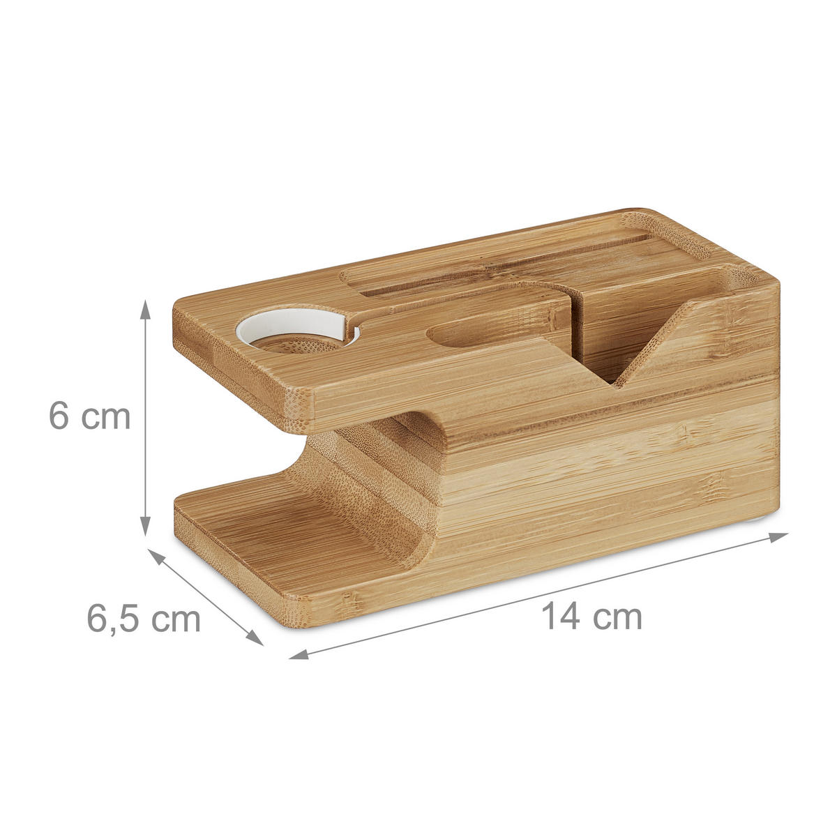 LADESTATION - Hellbraun, Holz (6.5/14/6cm) - Relaxdays
