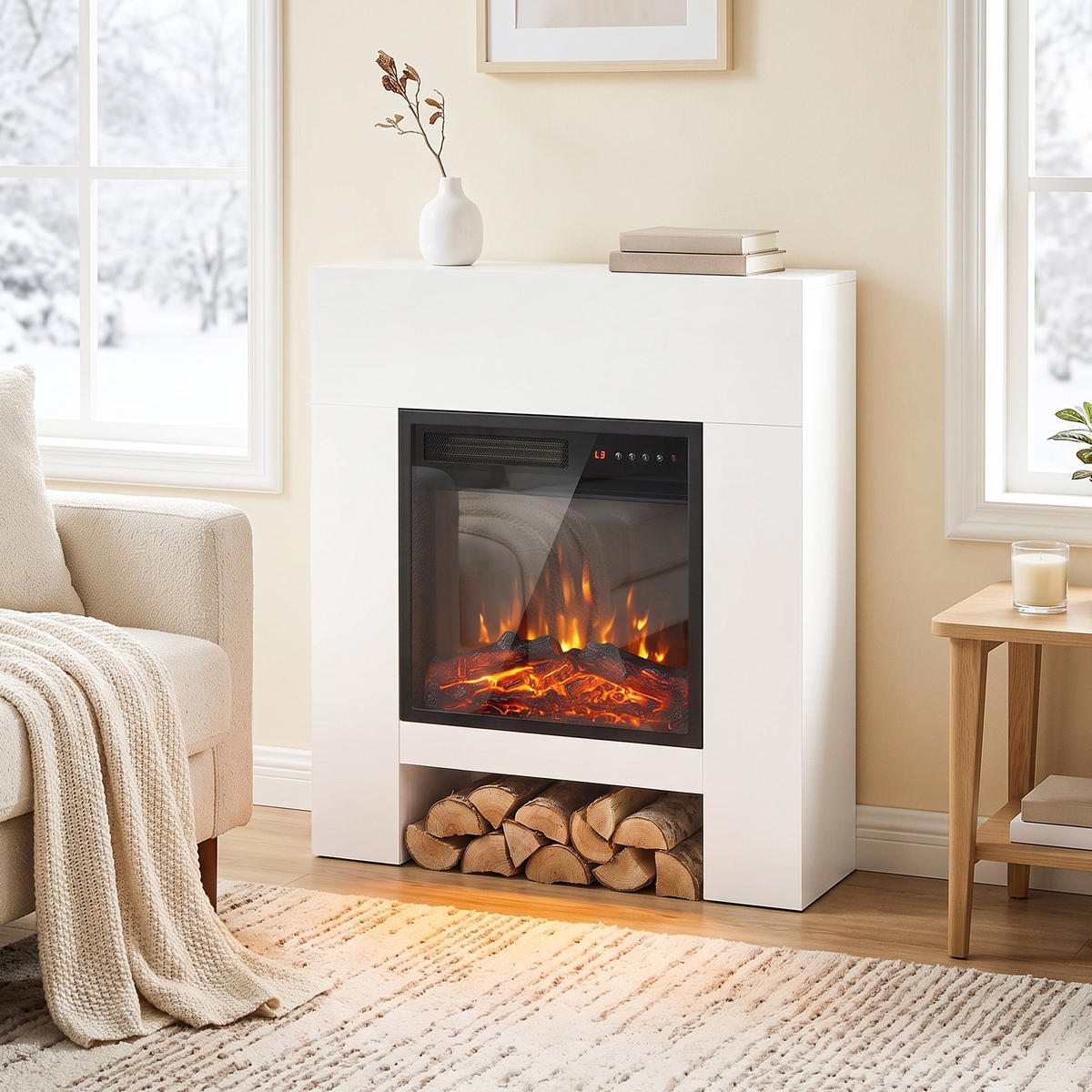 ELEKTROKAMIN Spanplatte Stahl Weiß - Weiß, Holzwerkstoff (25/85/75cm) - HOMCOM