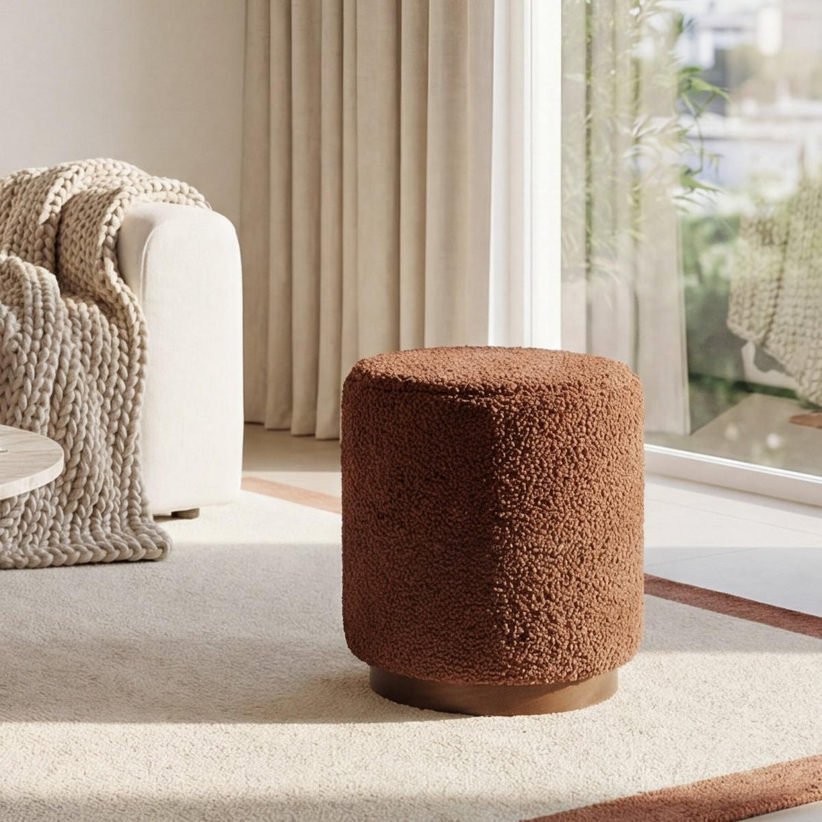 POUF Arles Terrakotta / Orange 35 cm x 42 cm - Terracotta, Textil (35/42/35cm) - Klast Home