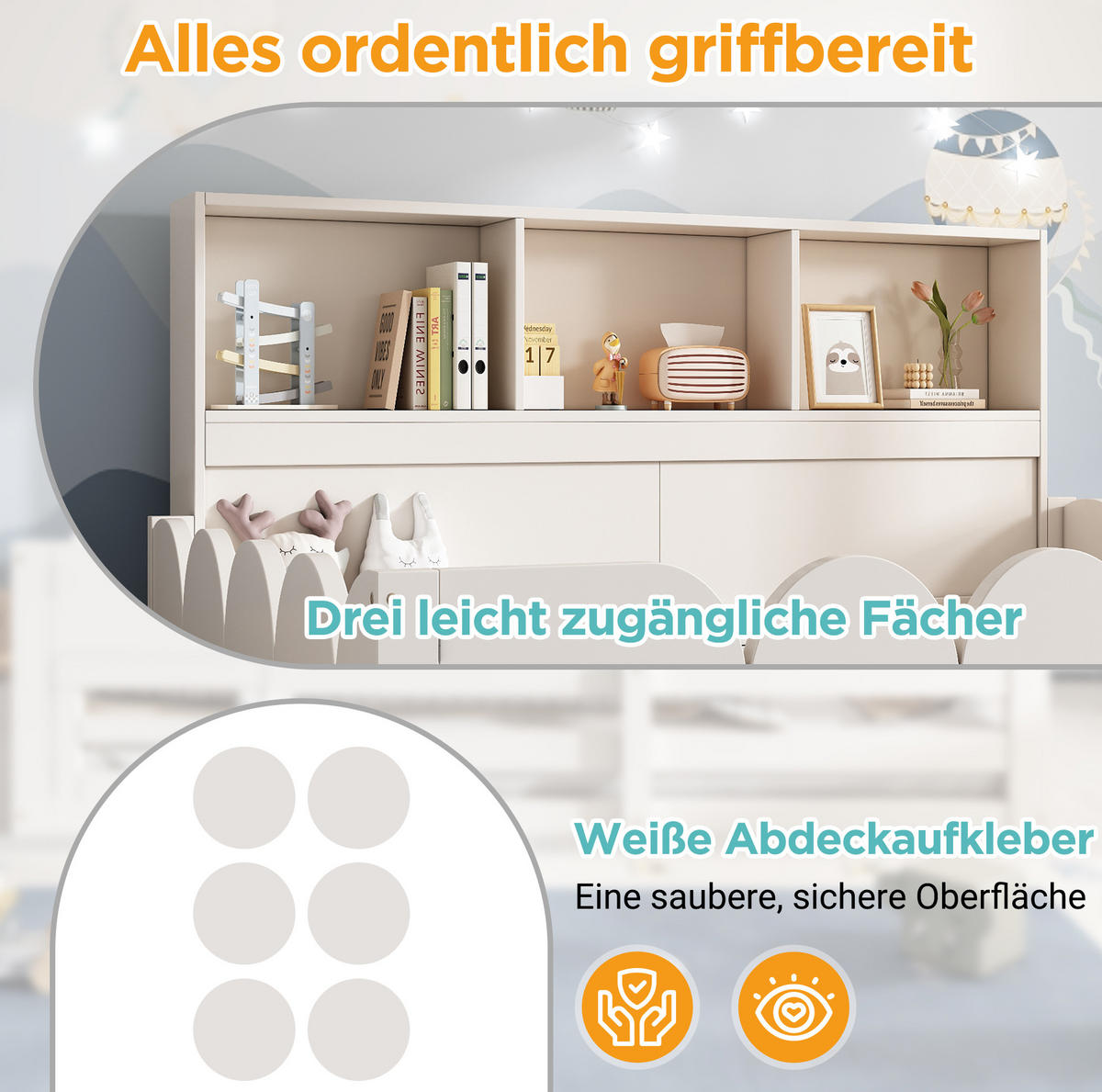 KINDERBODENBETT 140x190 cm in Weiß mit Rausfallschutz, Tür und Regal - Weiß, Holz (140/190cm) - IVMEU