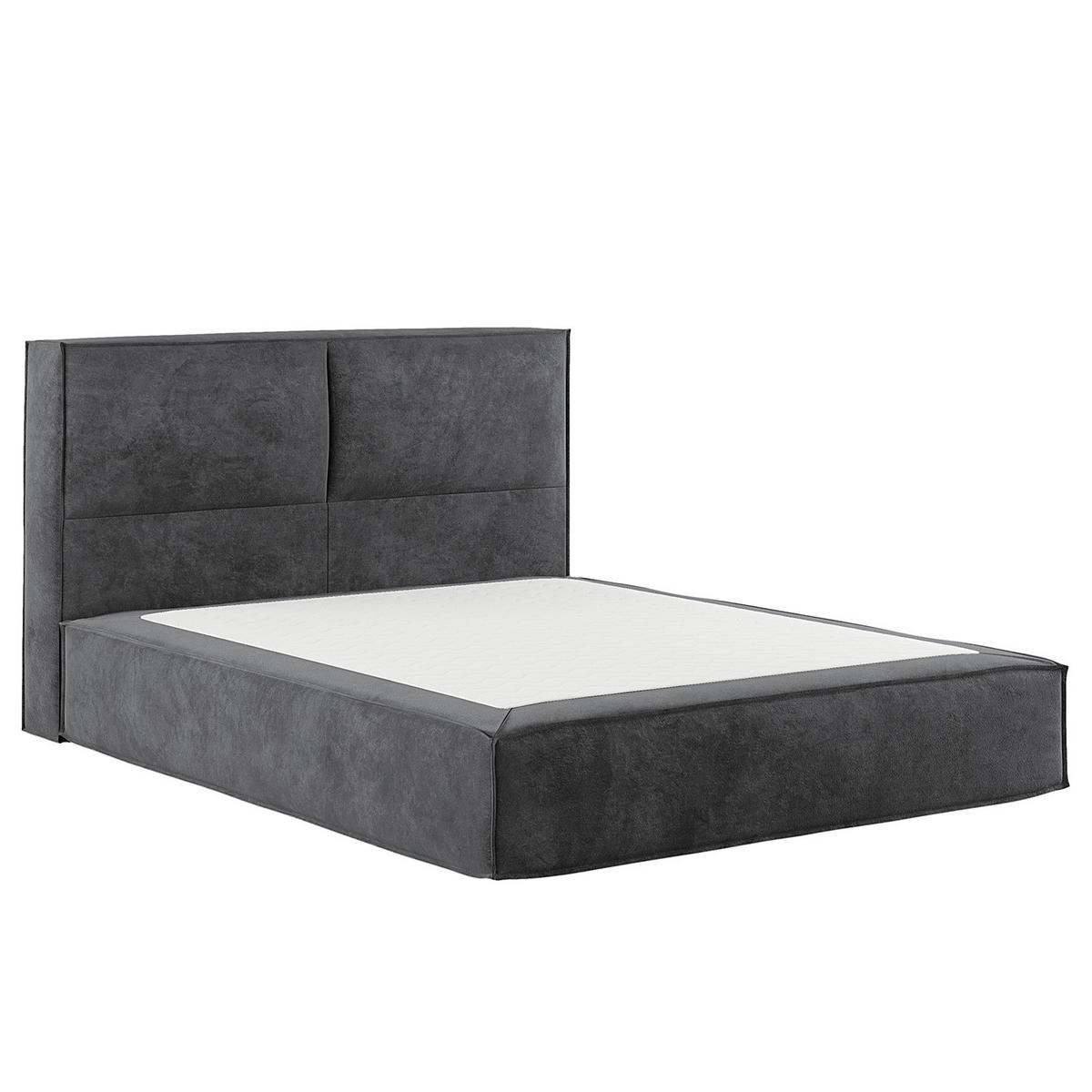 BOXSPRINGBETT mit Kopfteil - Premium - Anthrazit, Textil (160/200cm) - home24