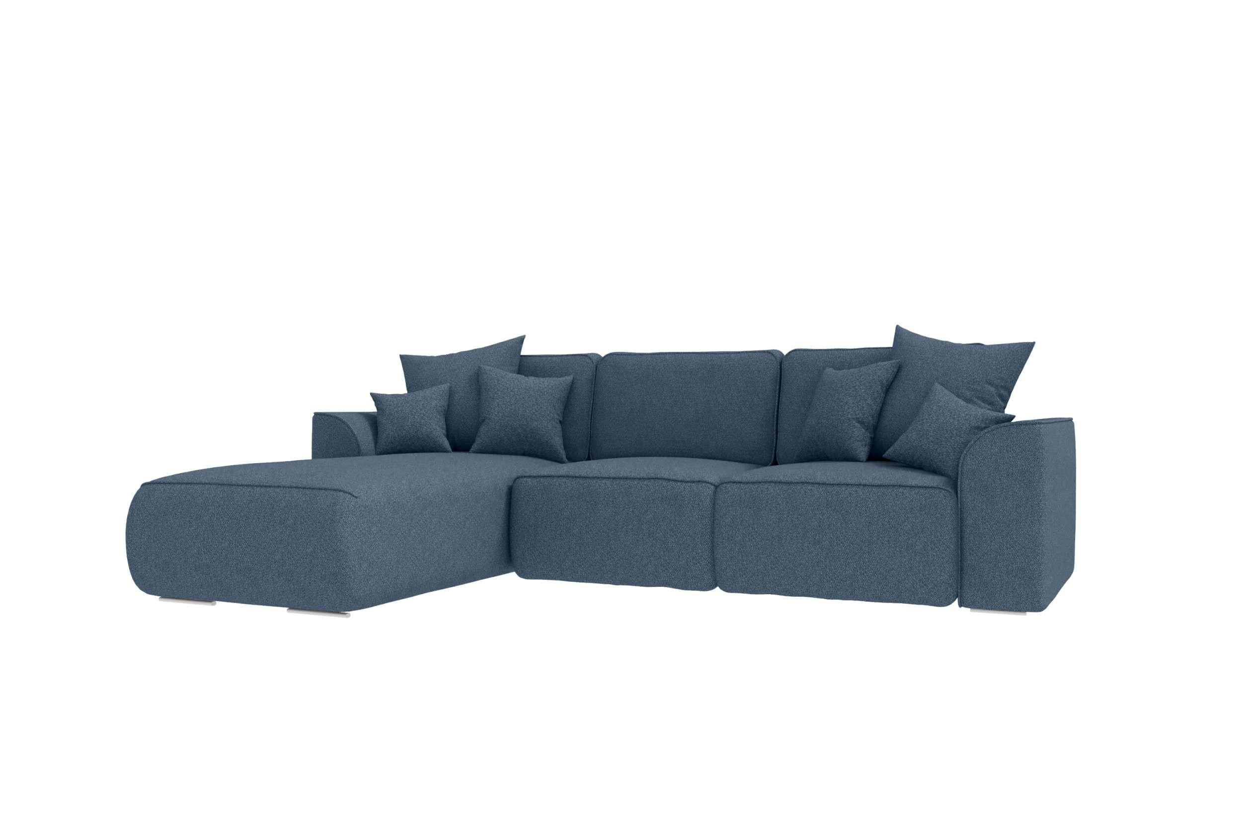ECKSOFA GUSTO Strukturstoff Dunkelblau Links inkl. Schlaffunktion - Chromfarben/Dunkelblau, Kunststoff/Textil (194/295cm) - 99rooms