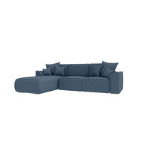 ECKSOFA GUSTO Strukturstoff Dunkelblau Links inkl. Schlaffunktion - Chromfarben/Dunkelblau, Kunststoff/Textil (194/295cm) - 99rooms