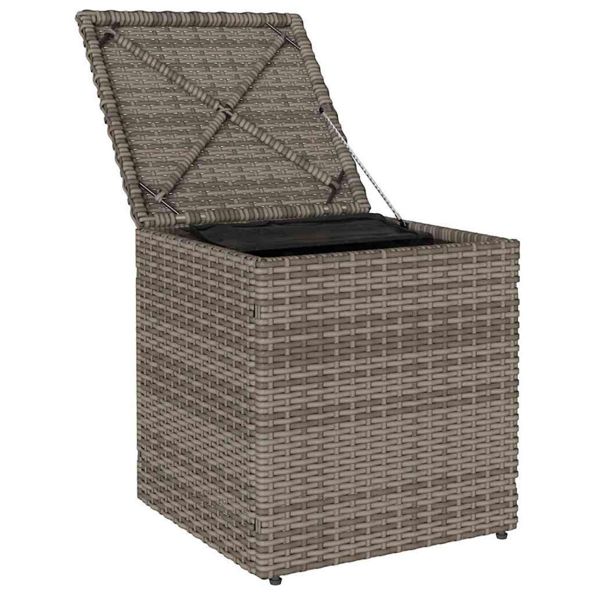 GARTENHOCKER Mit Kissen 2er Set Grau 40/40/43 Cm Poly Rattan - Grau, Kunststoff (40/43/40cm) - vidaXL