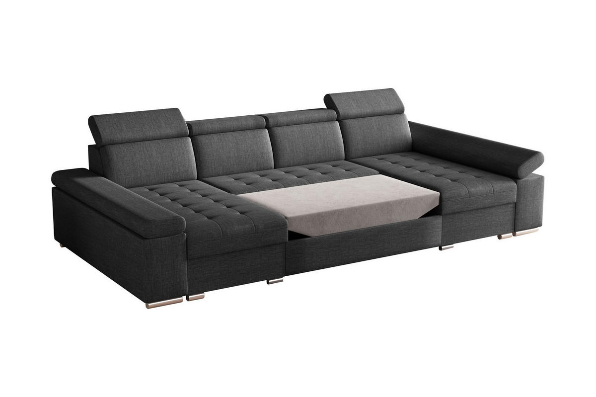 WOHNLANDSCHAFT - Ecksofa U - Luka U - Dunkelgrau (Twist 23) - Dunkelgrau, Holzwerkstoff (330/94/168cm) - Möblo