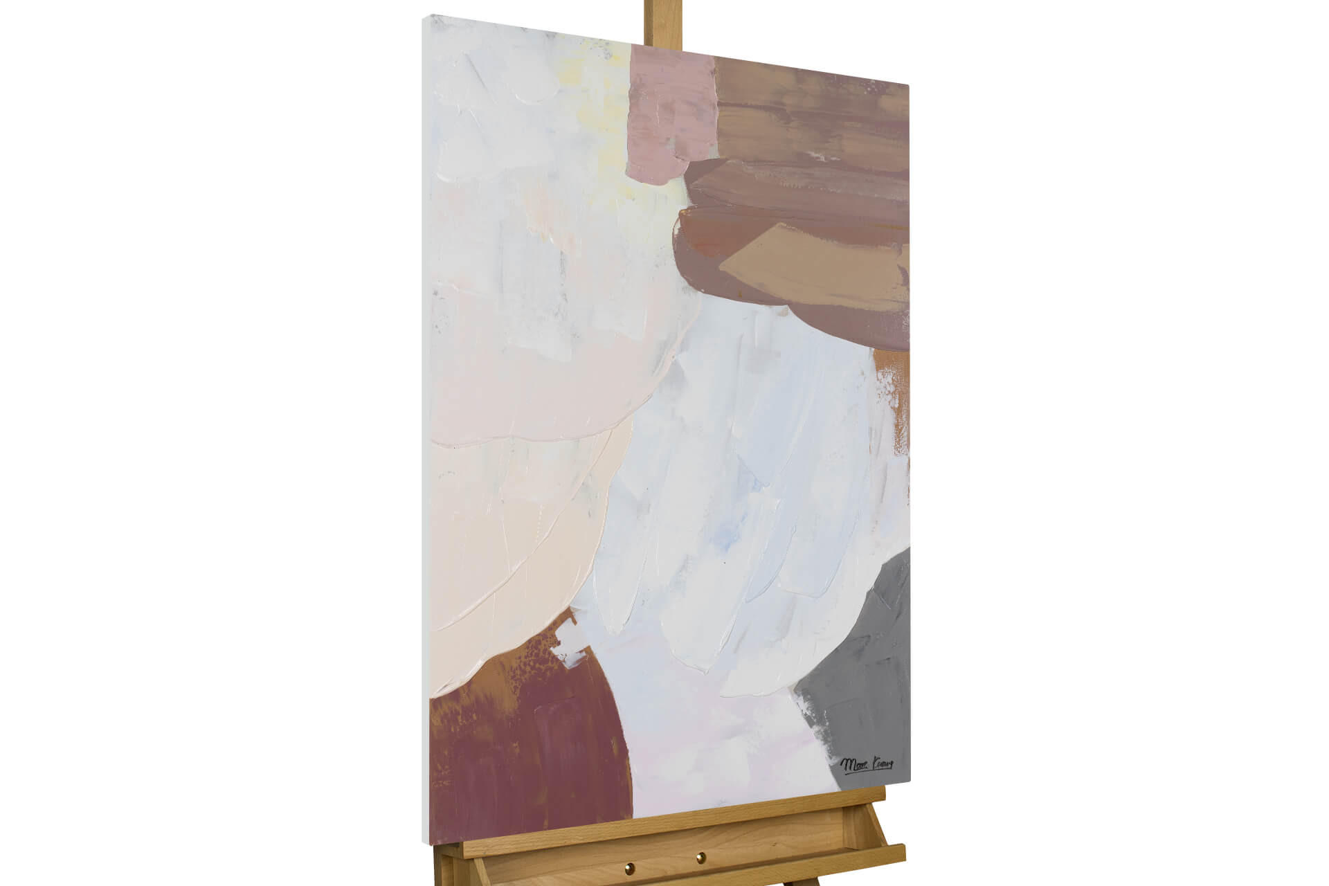 ACRYLBILD HANDGEMALT 60/90 cm - Beige/Weiß, Holz/Textil (60/90cm) - KUNSTLOFT