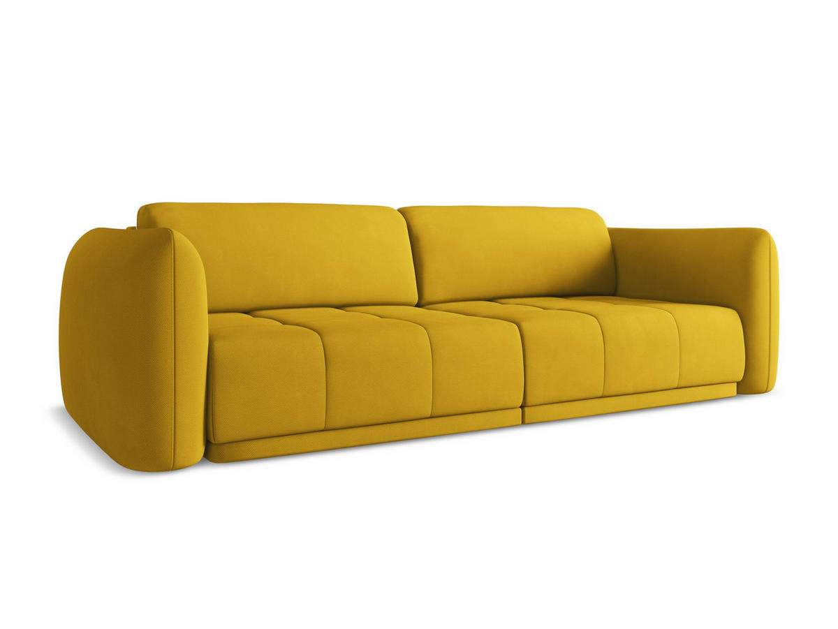 3-SITZER SOFA Chenille Stoff Gelb - Currygelb/Gelb, Kunststoff/Textil (210/74/105cm) - Makamii