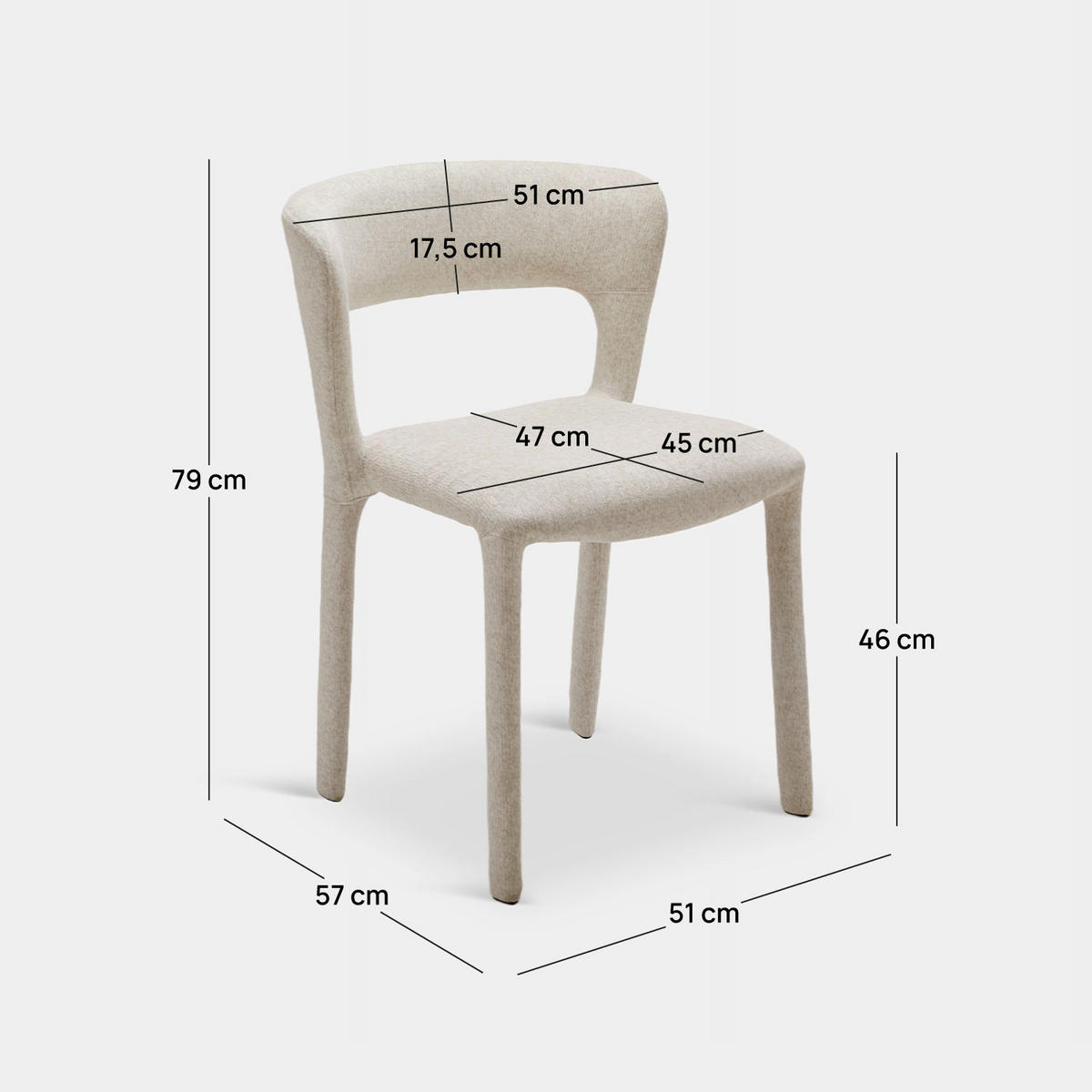 ESSZIMMERSTUHL Revan Beige 53 cm x 77 cm 4er-Set - Beige, Textil (53/77/57cm) - Klast Home