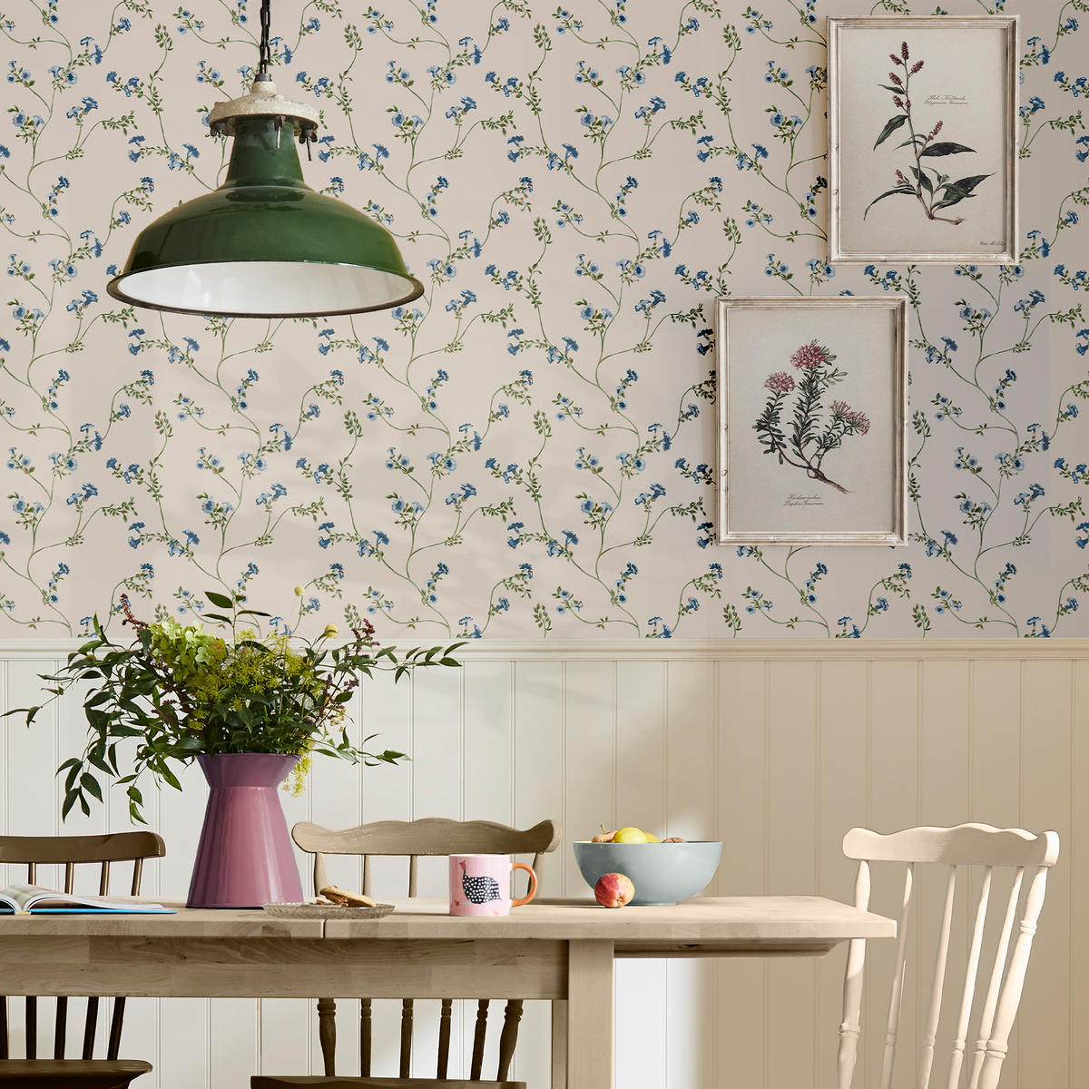 VLIESTAPETE Robey Cottage Blumen 1005x52cm - Blau, Papier/Kunststoff (52/1000cm) - Joules