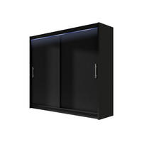 KLEIDERSCHRANK London I 180, mit RGB LED Beleuchtung - Silberfarben/Schwarz, Holzwerkstoff/Kunststoff (180/215/58cm) - MIRJAN24