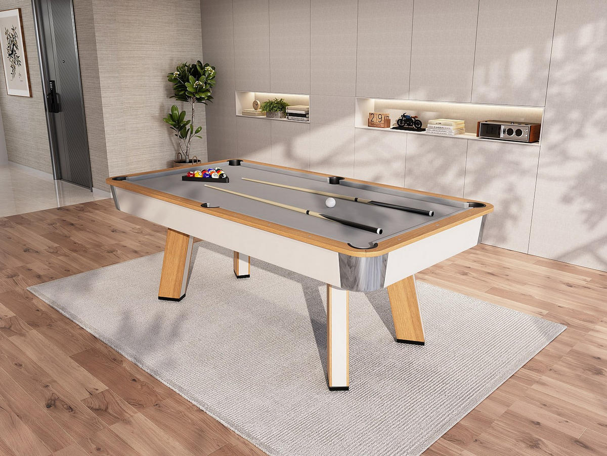 BILLARDTISCH - 6 Personen - holz - naturfarben hell, weiß Sastala - Weiß, Holz (213.4/111.6cm) - Vente-Unique