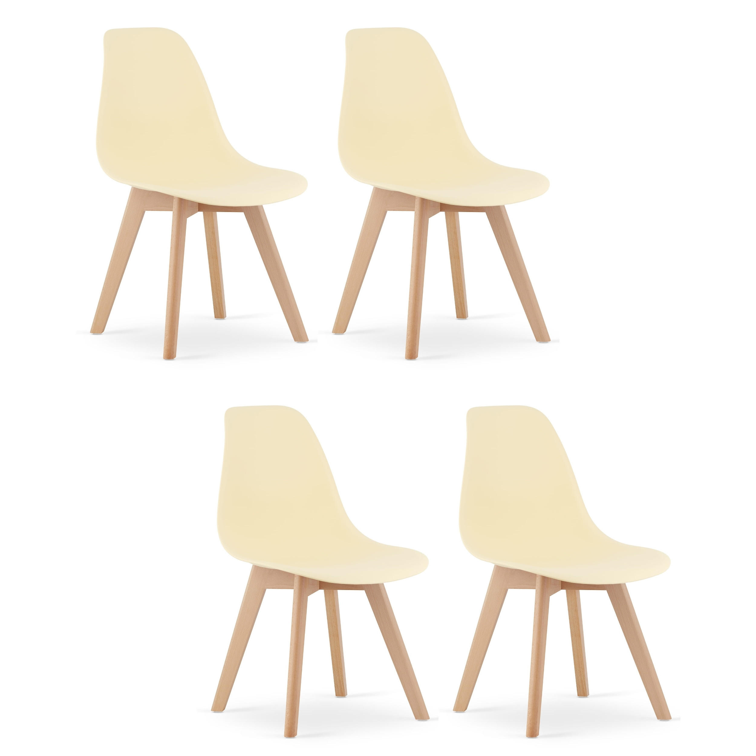 STUHL ATRI 4-er Set, Creme Hölzerne Buchenbeine - Blau, Textil/Metall (45/88/51cm) - Komodee