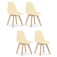 STUHL ATRI 4-er Set, Creme Hölzerne Buchenbeine - Blau, Textil/Metall (45/88/51cm) - Komodee