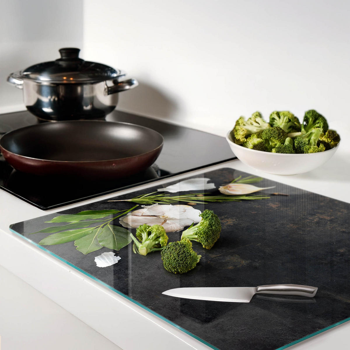 GLASPLATTE 60x52 cm Knoblauch - Weiß, Glas (60/0.4/52cm) - TULUP