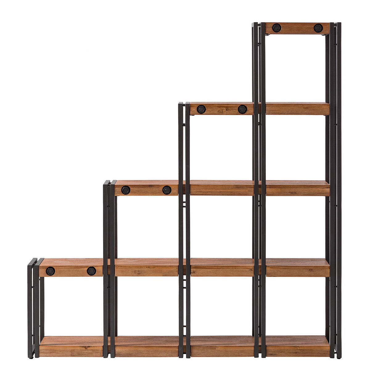 STUFENREGAL - Akazie massiv / Metall - Akaziefarben, Holz (140/150/25cm) - home24